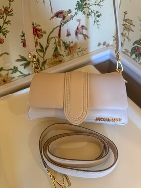 Jacquemus Beige Le Petit Bambimou Leather Crossbody Bag with Gold Hardware